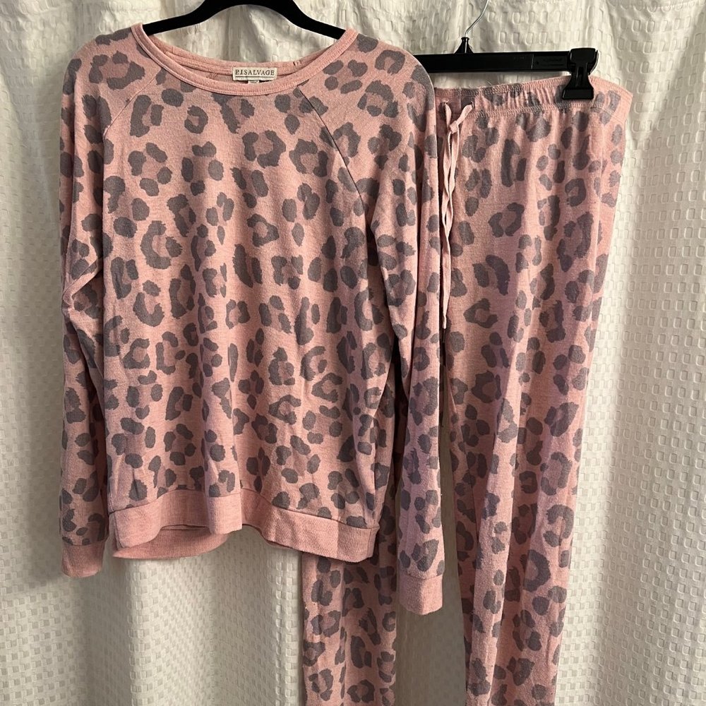 Pink Leopard PJ Salvage Lounge Set